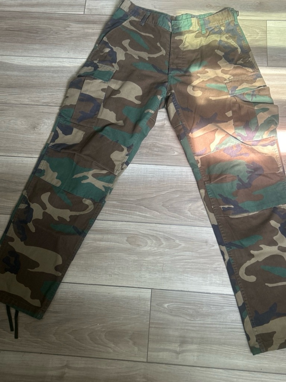 Men's Camo Cargo Pants - Green/Brown Woodland